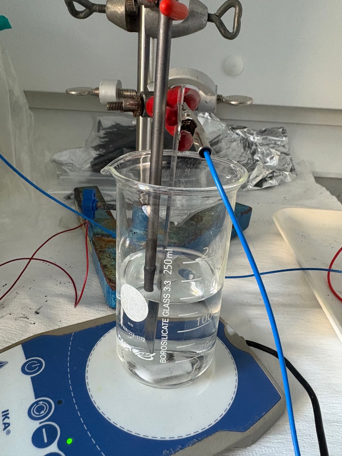 Early microbial fuel cell test setup before the MudBottle form